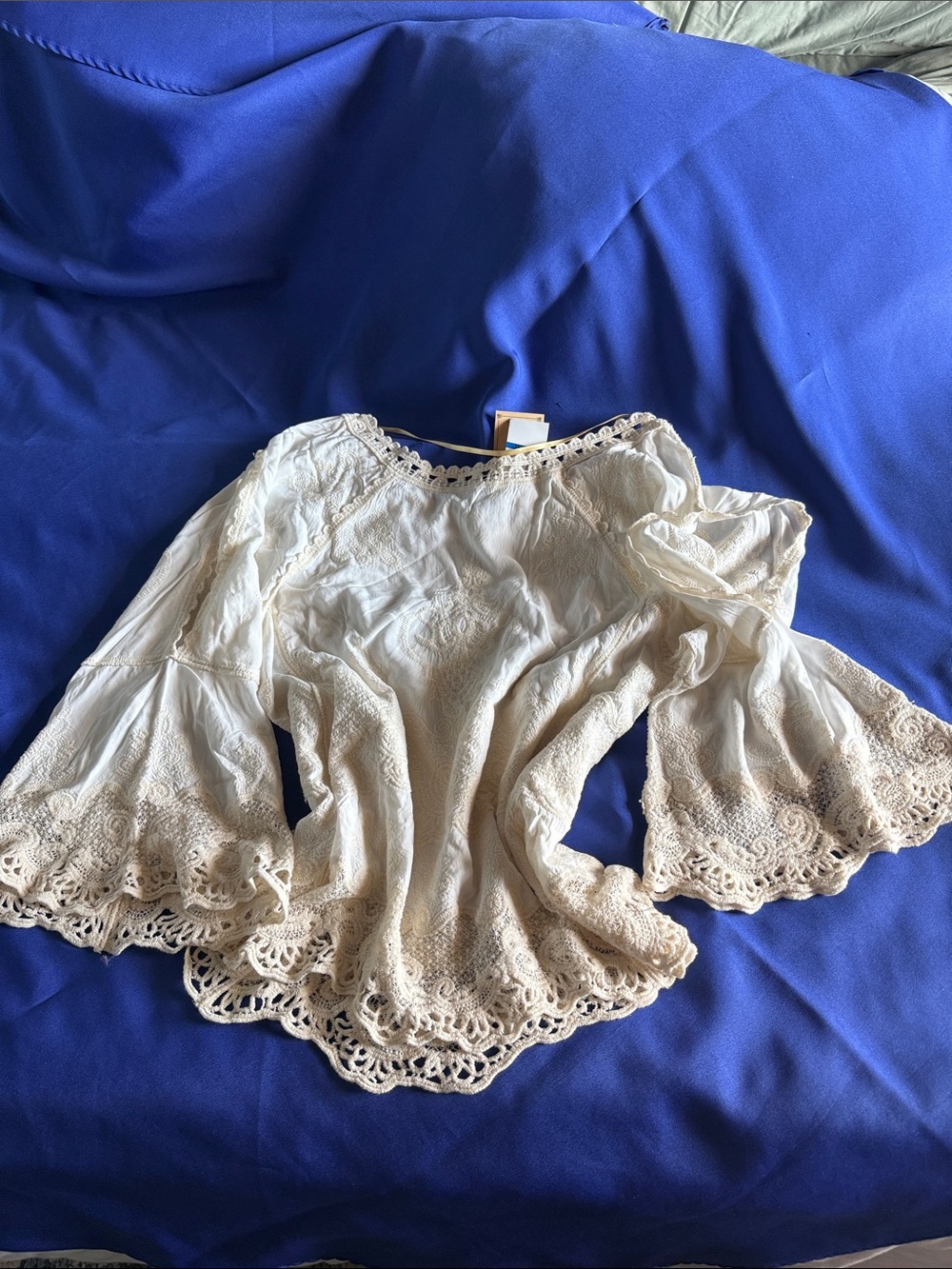 Democracy Cream Crochet-Trim Boho Blouse - Picture 4 of 6